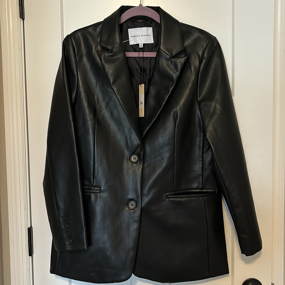 Rebecca Minkoff Faux leather lined 2 button blazer. NWT. Size Medium.